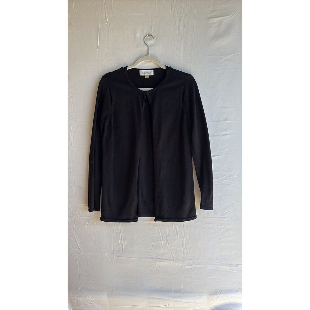 Calvin Klein Black Open-Front Fine Knit Cardigan